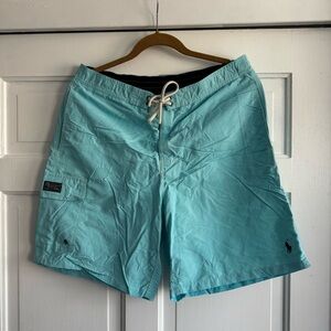 Polo Ralph Lauren Shorts Mens Large Board Swimwear Lightweight Swim Aqua Blue